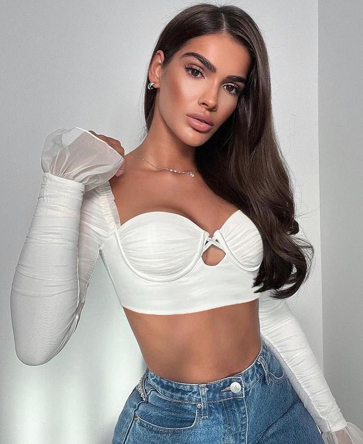 Hot style Summer see-through cropped Women Top