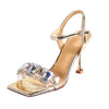 New rhinestone matching silver high-heeled Sandals