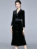 Long dress Temperament Fashion Velvet  with Belt