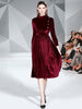 Long dress mid-length velvet New style Plain pleated women dress