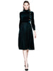 Long dress mid-length velvet New style Plain pleated women dress