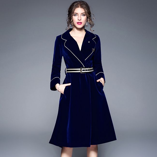 Women's dress high-end velvet  with belt