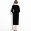 V-Neck Slim Fit Dress Black Velvet Fashion