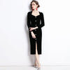 V-Neck Slim Fit Dress Black Velvet Fashion