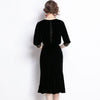 V-Neck Lace Fishtail Black Velvet Fashion dress