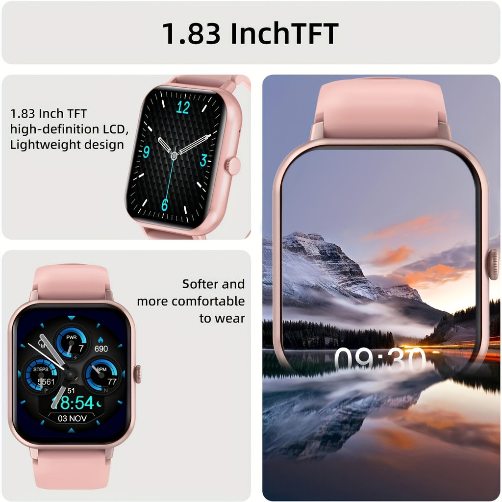 Smartwatch with 4.65cm Touchscreen, Multi-Sport Digital Call & SMS Capabilities, 230mAh Rechargeable Lithium Battery, PC Case, Electronic Drive - Fitness Tracker with Pedometer & 100+ Exercise Modes- FS