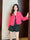 New style high-end rose red tweed temperament ladies short coat