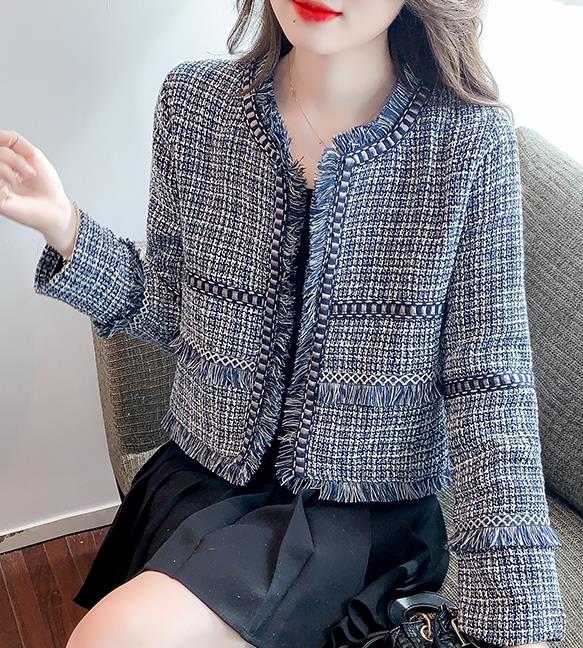 On Sale Tassel Matching Fashion Grid Coat