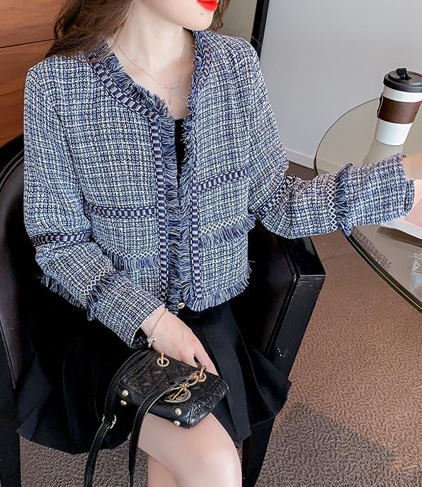 On Sale Tassel Matching Fashion Grid Coat