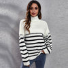 Turtleneck knit sweater winter new stripe knit Pullover