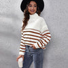 Turtleneck knit sweater winter new stripe knit Pullover