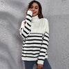 Turtleneck knit sweater winter new stripe knit Pullover