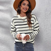 European style Stripe long sleeve knitted Sweater blouse