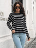 European style Stripe long sleeve knitted Sweater blouse