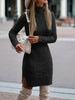 European style long sleeve sweater dress pullover knitted turtleneck