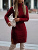 European style long sleeve sweater dress pullover knitted turtleneck