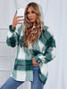 Winter fashion women Blouse Plaid Hooded Fashion