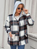 Winter fashion women Blouse Plaid Hooded Fashion