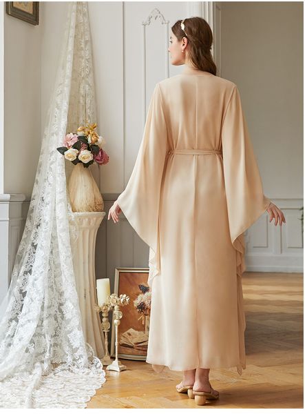 Maxi dress Beige butterfly sleeve dress Middle East women's