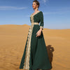 Dark green Maxi dress embroidered lace elegant dress