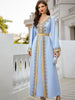 Long sleeve spring travel elegant fashion Light blue dress