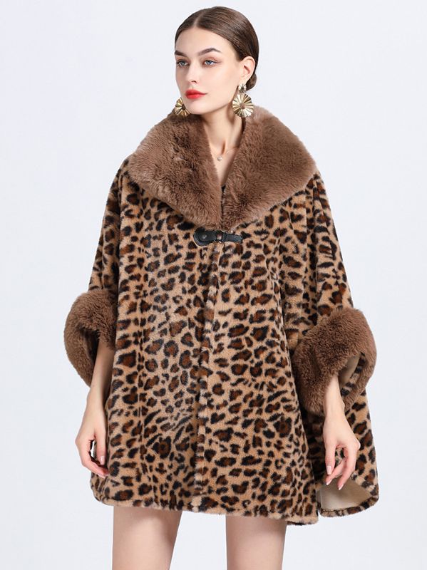 Winter Fashion wool coat Shawl thick Big fur collar