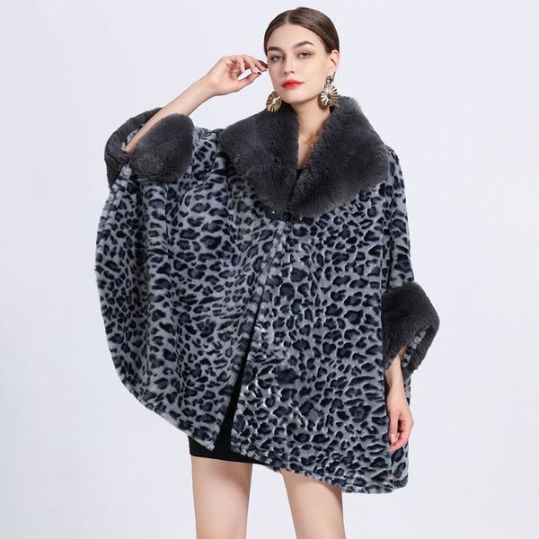 Winter Fashion wool coat Shawl thick Big fur collar