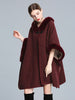 European style Winter Fashion Long wool coat Shawl thick fur collar