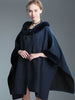 European style Winter Fashion Long wool coat Shawl thick fur collar