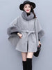 European style Winter Fashion  wool coat Solid Shawl thick fur collar Warm