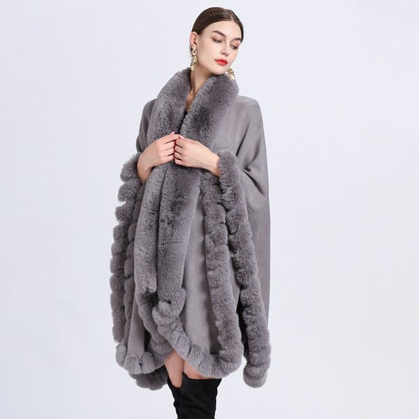 European style Winter wool coat Elegant Shawl thick Big fur collar Long