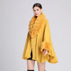 European style Winter imitation Rabbit hair collar Solid color Shawl Loose coat