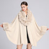 European style Winter imitation Rabbit hair collar Solid color Shawl Loose coat