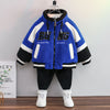 Boy 18M-10Y Letter Print Fleece Color block Zipper Warm Coat Jacket