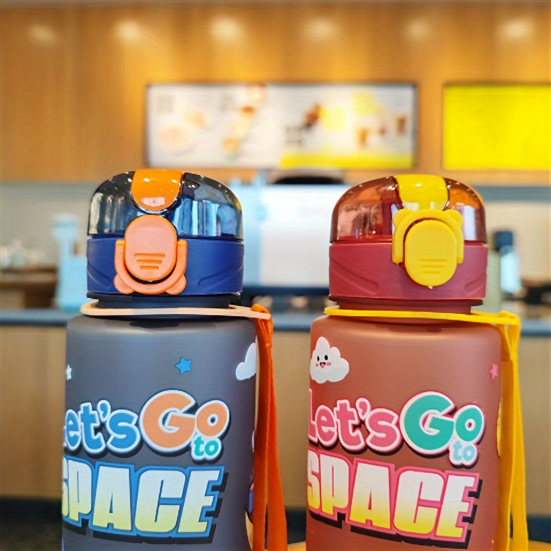 Water Bottles1pc 700ml Space Astronaut Themed Plastic  With Carrying Strap, Leakproof Drink Cup With Flip Lid For Kids, Portable & Adorable Beverage Cup For School And Travel, FS