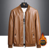 New Men's Casual Leather Clothing Autumn And Winter Standing Collar Plus Size Velvet Padded Thickened Coat