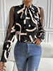 Fashion style Printed long sleeve shirt mesh shirt