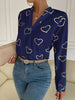 Fashion V neck Printed Casual Shirt