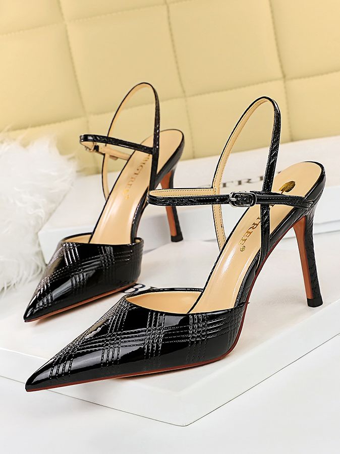 European Fashion Black color High heels Sandal