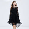 European style Retro Elegant Plus size  Black Lace dress