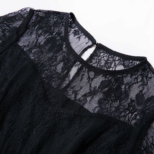 European style Retro Elegant Plus size  Black Lace dress