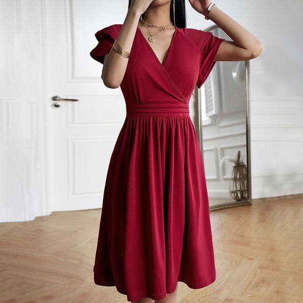 European style V neck Elegant Summer dress