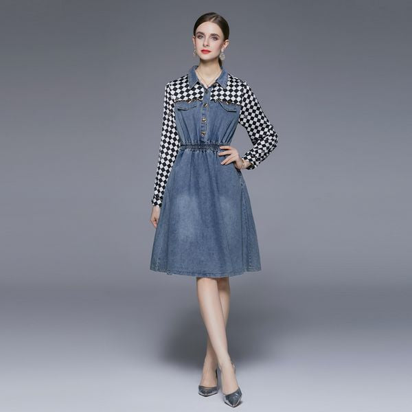 European style women Retro Fashion Denim dress