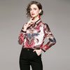 European style Fashion Printed Long sleeved Blouse