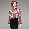 European style Fashion Printed Long sleeved Blouse