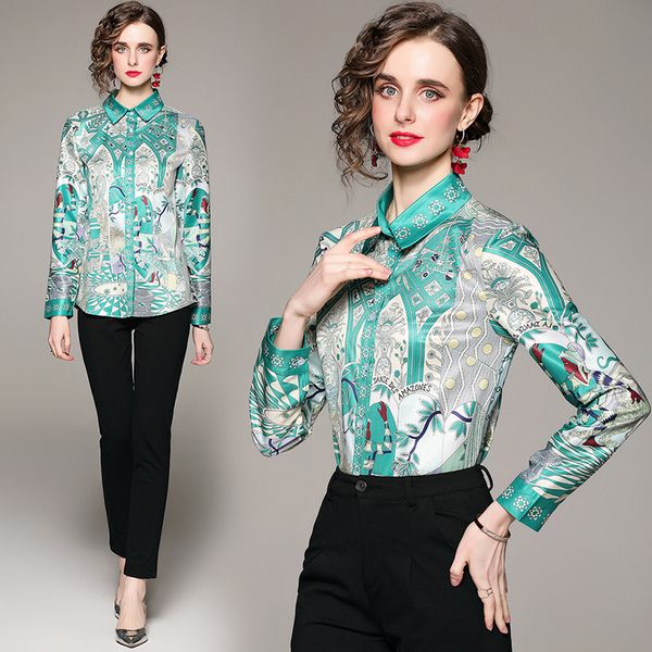 European Fashion Printed Loose Blouse