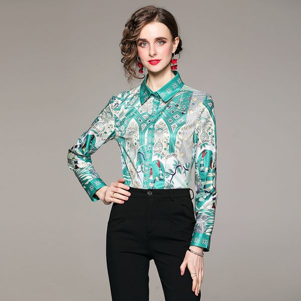 European Fashion Printed Loose Blouse