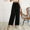 European style Casual Black Wide leg pants