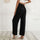 European style Casual Black Wide leg pants