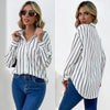 European style Loose White Stripe blouse for women